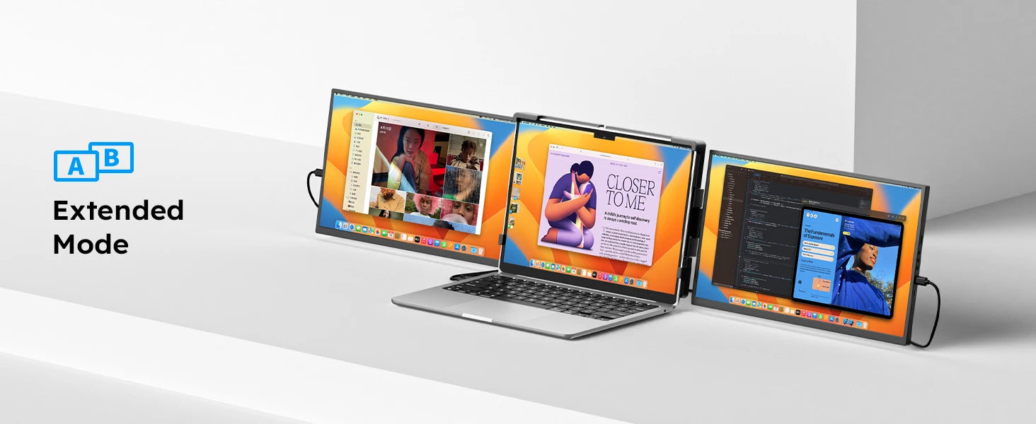15.6inch Triple Screen Extender For Laptops 1080P FHD IPS Portable Dual External Monitors For Macbook Windows Extension 13-17