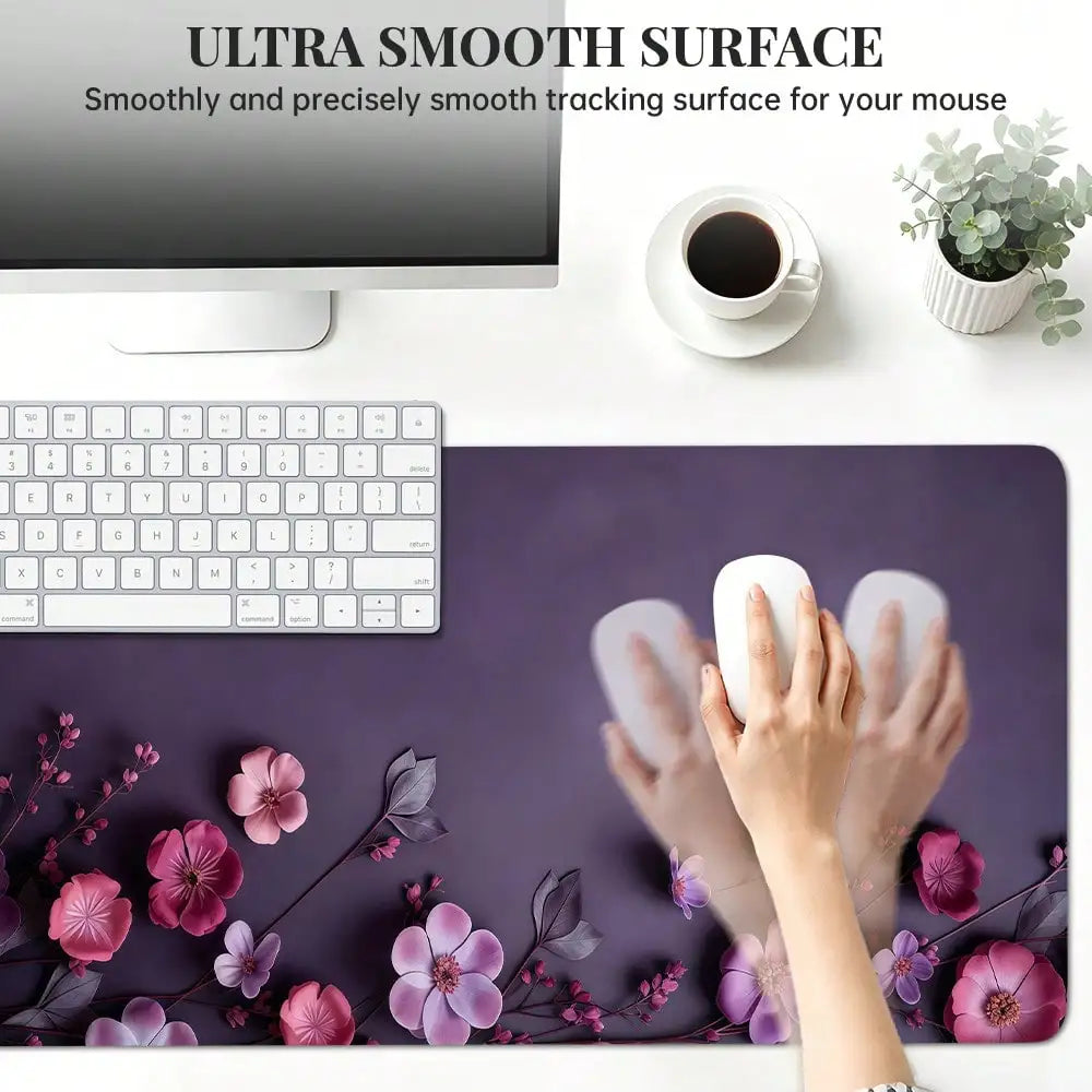 1pc, 31.50 X 11.81 Pink Floral Blossom Large Waterproof Mouse Pad, Antislip Desk Protector For Keyboard, Mouse, Smooth For Gaming, Desk Accessory, For Home