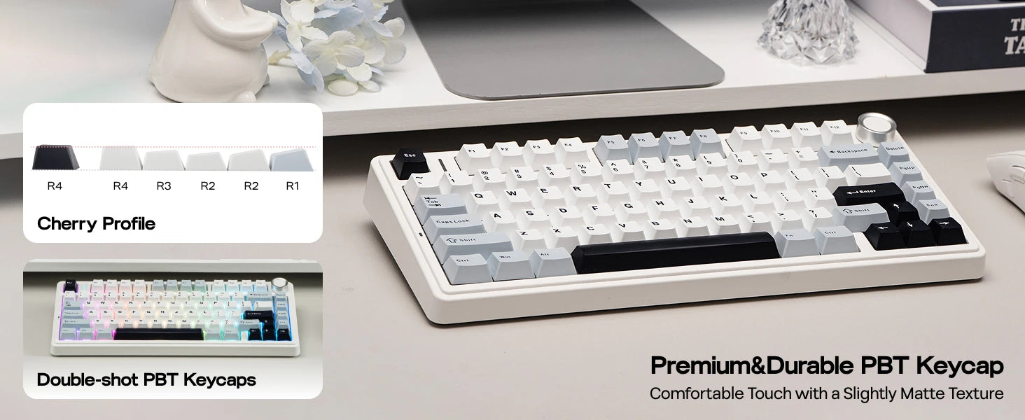EPOMAKER x AULA F75 75% ANSI Layout Hot-Swap Wired/Bluetooth/2.4GHz Wireless Mechanical Keyboard With Multimedia Control Knob