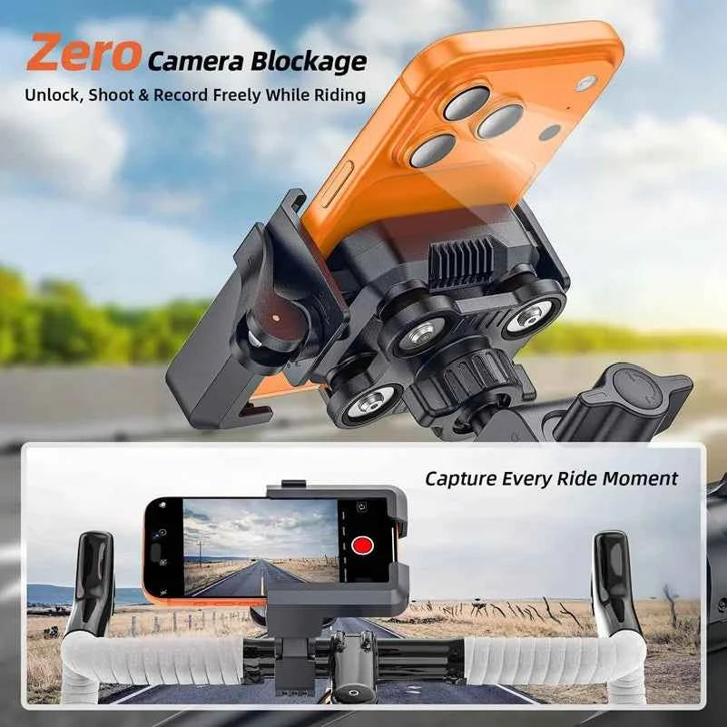 Anti-Vibration Motorcycle Phone Mount Camera Friendly Anti-Shake Bicycle Handlebar Holder with Secure Lock Universal E-Bike Scoo