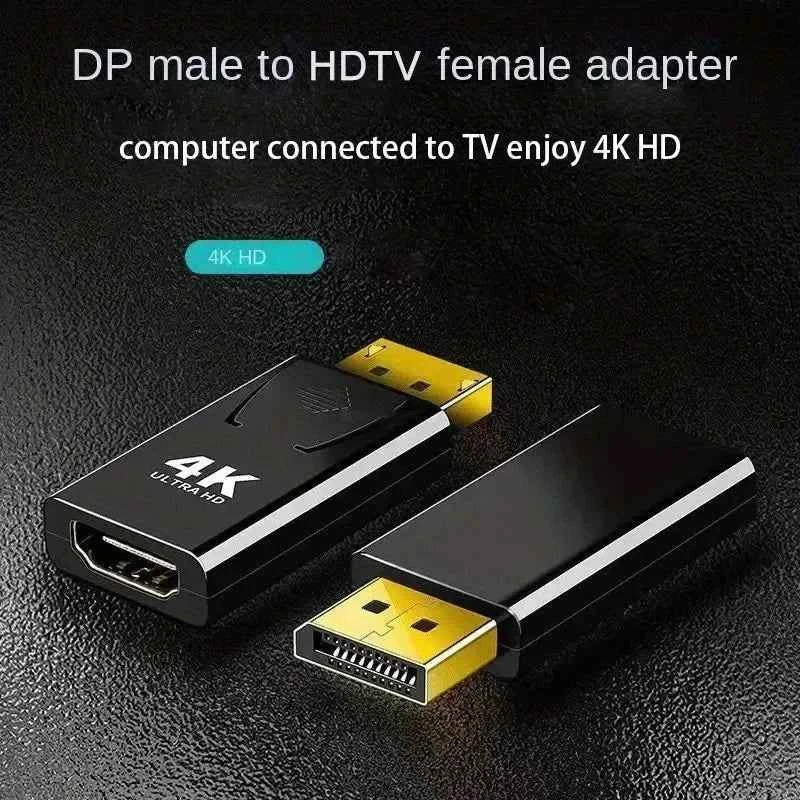 4K DisplayPort To HDMI Adapter DP To HDMI Converter Gold-Plated Connectors Audio Video Sync For PC Laptop PS5 Monitor