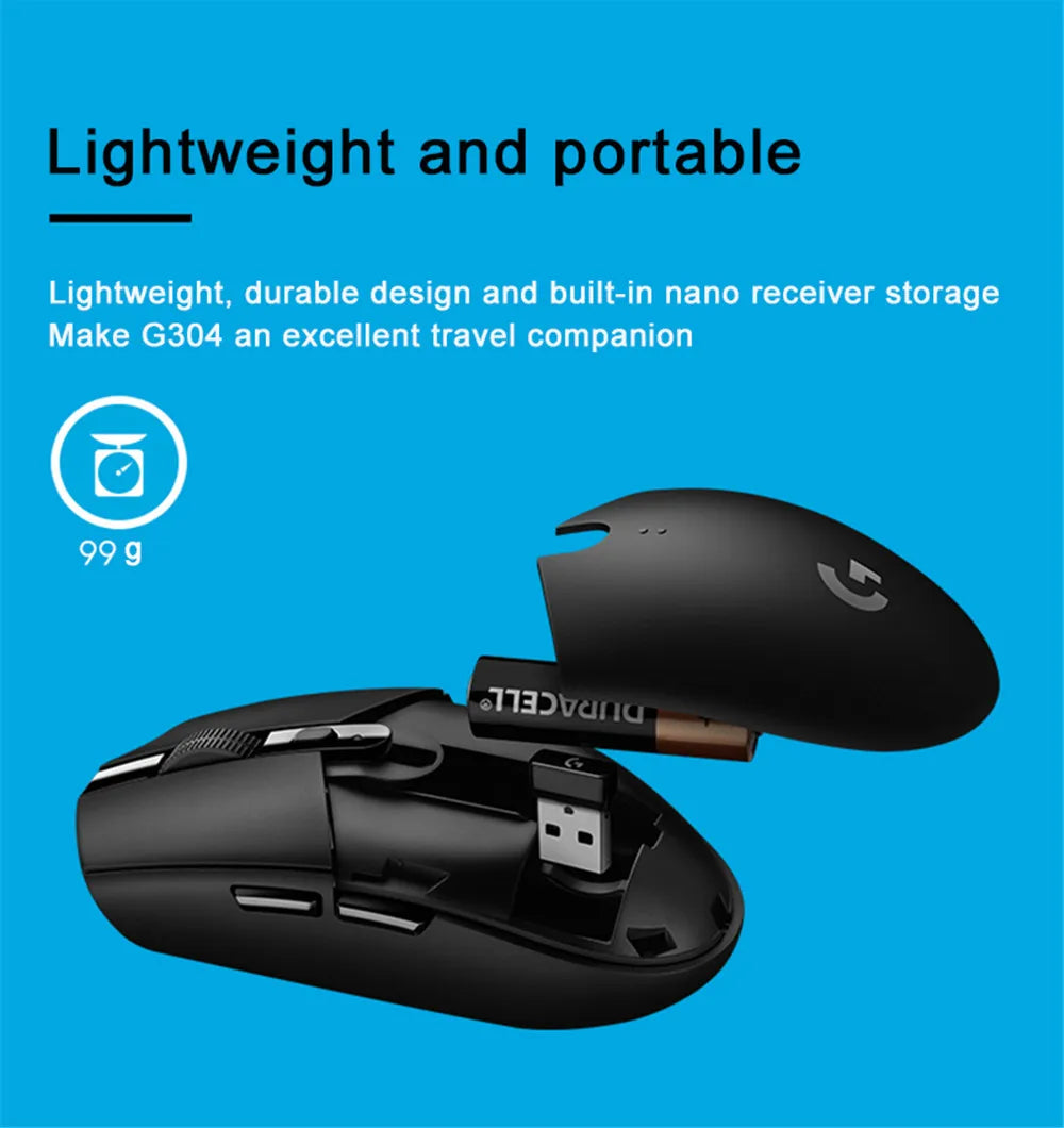 Logitech（G）G304  Computer Gaming 2.4G Wireless Mouse Ergonomic Mouse HERO Engine  for LOL PUBG Fortnite Overwatch