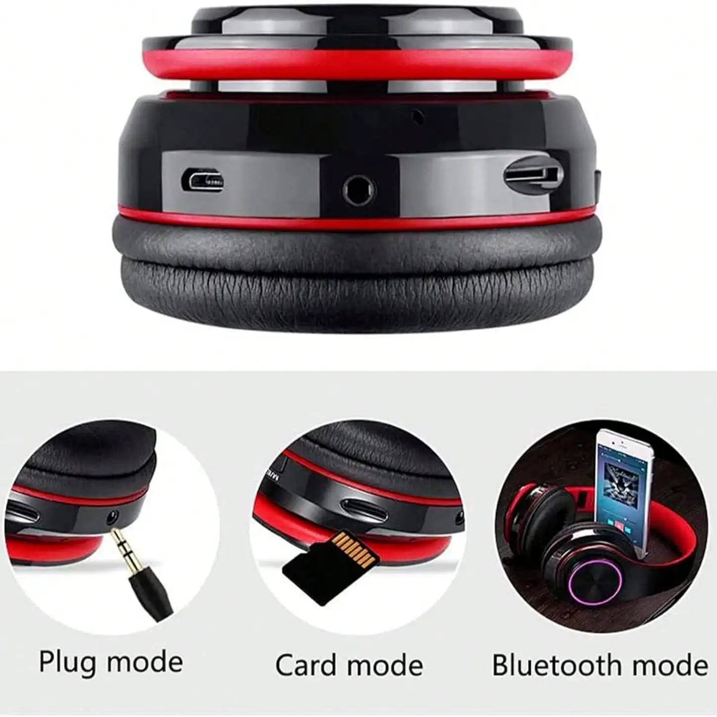 Bluetooth 5.3 Over-Ear Headphones, Active Noise Reduction, Subwoofer Bass, LED Light Design, Foldable Portable Wireless Headset for Gaming, Music, Sports, Phones & Computers