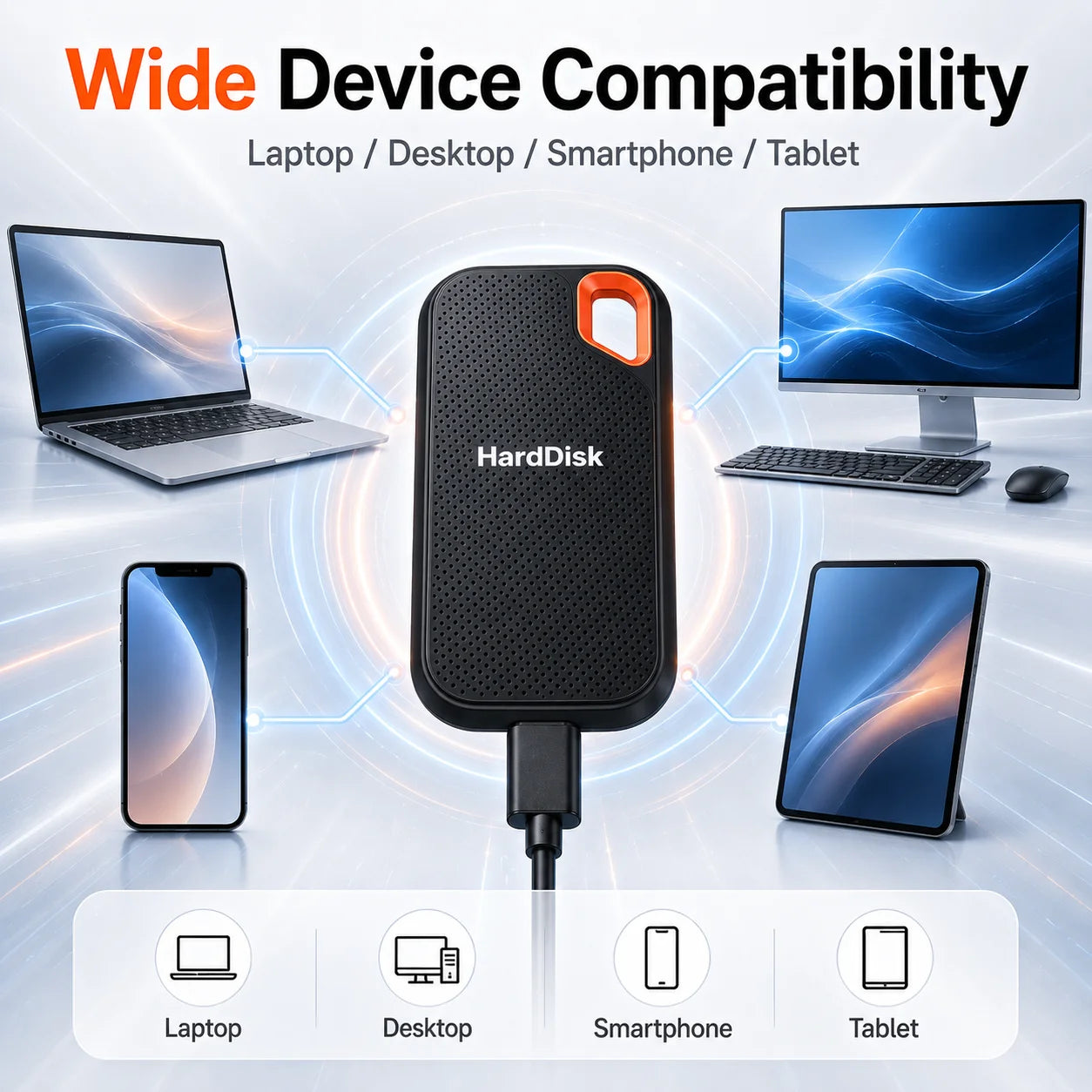 External Portable SSD 1TB Solid State Hard Drive 2TB Reliable Data Storage Disk for  PC/Mac/Phone