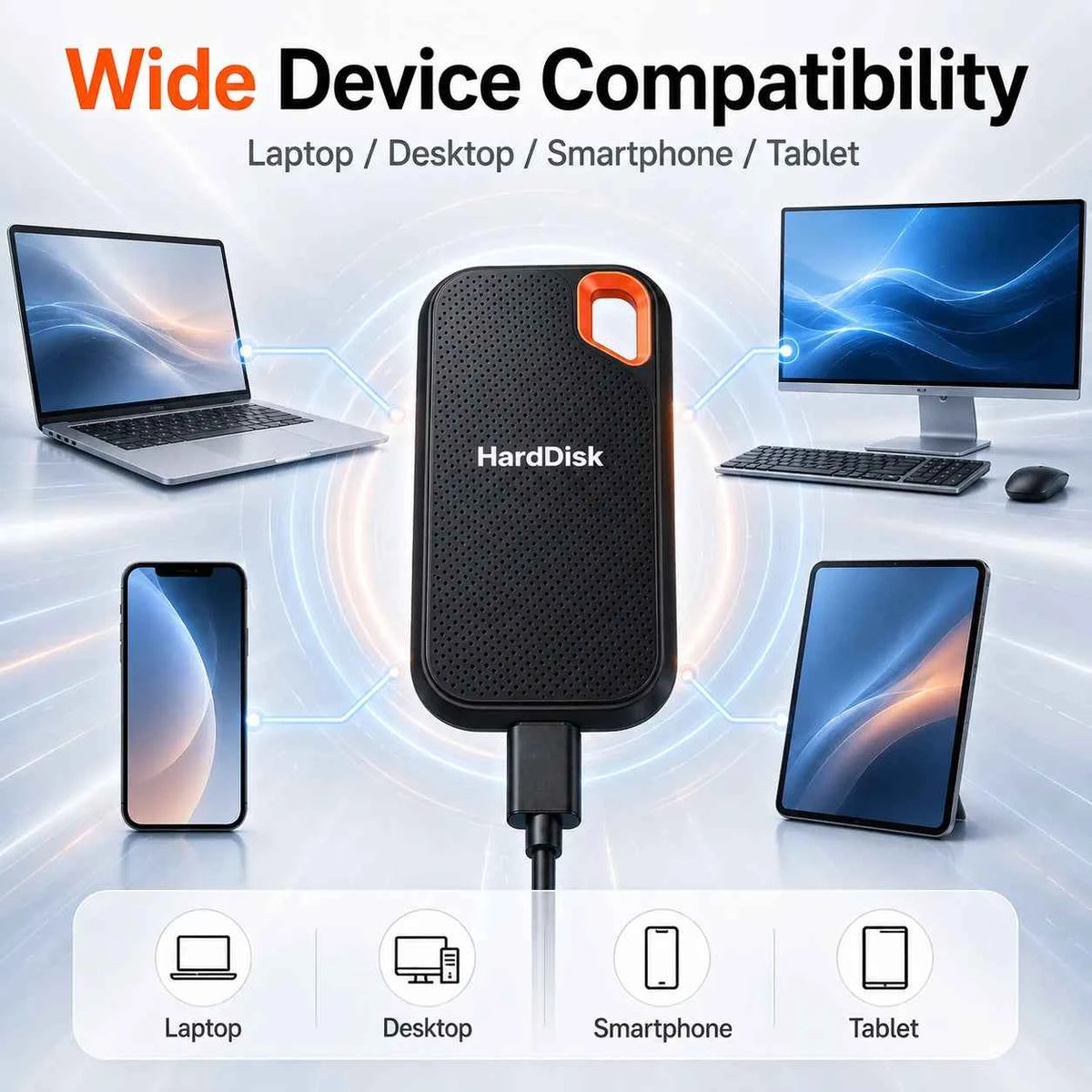 External Portable SSD 1TB Solid State Hard Drive 2TB Reliable Data Storage Disk for  PC/Mac/Phone