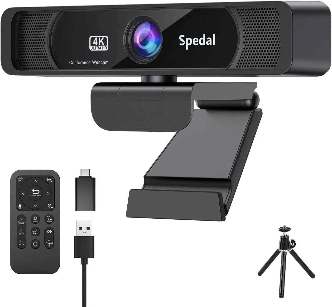 4K HD Webcam 30FPS with Microphone & Remote – 120° Wide Angle USB Camera for Streaming, Zoom, PC, Windows, Mac & Linux.