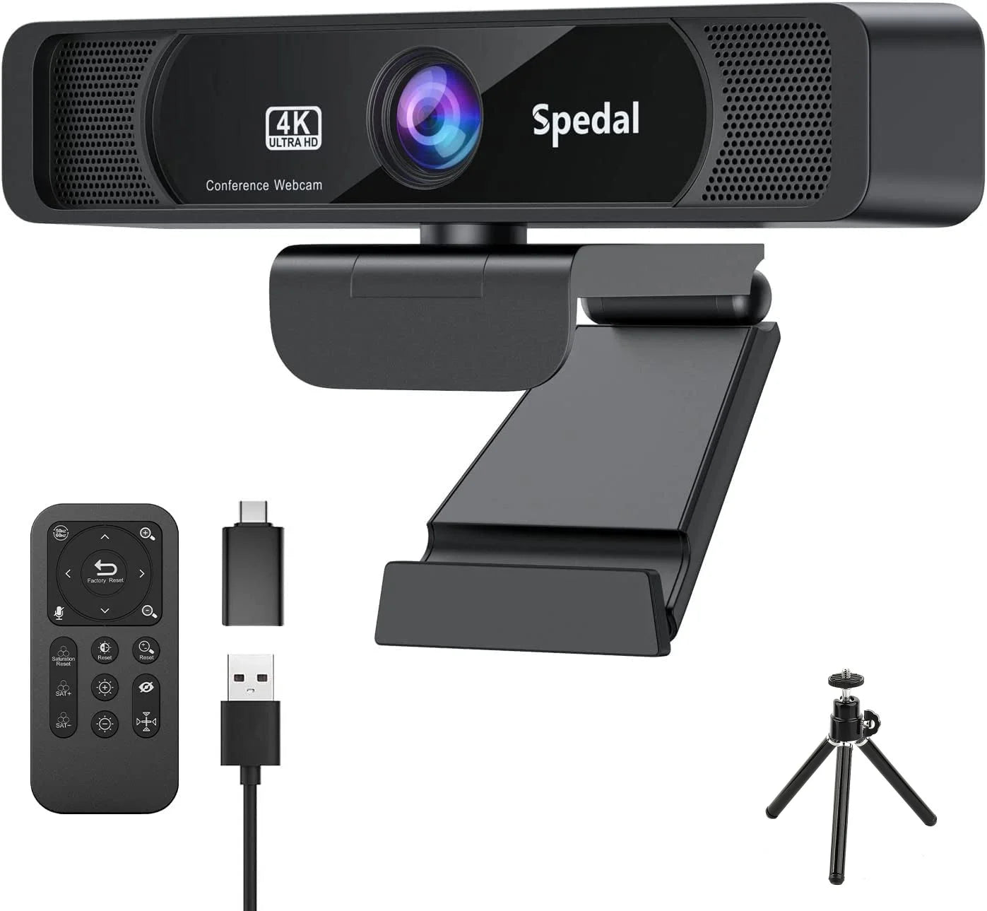4K HD Webcam 30FPS with Microphone & Remote – 120° Wide Angle USB Camera for Streaming, Zoom, PC, Windows, Mac & Linux.