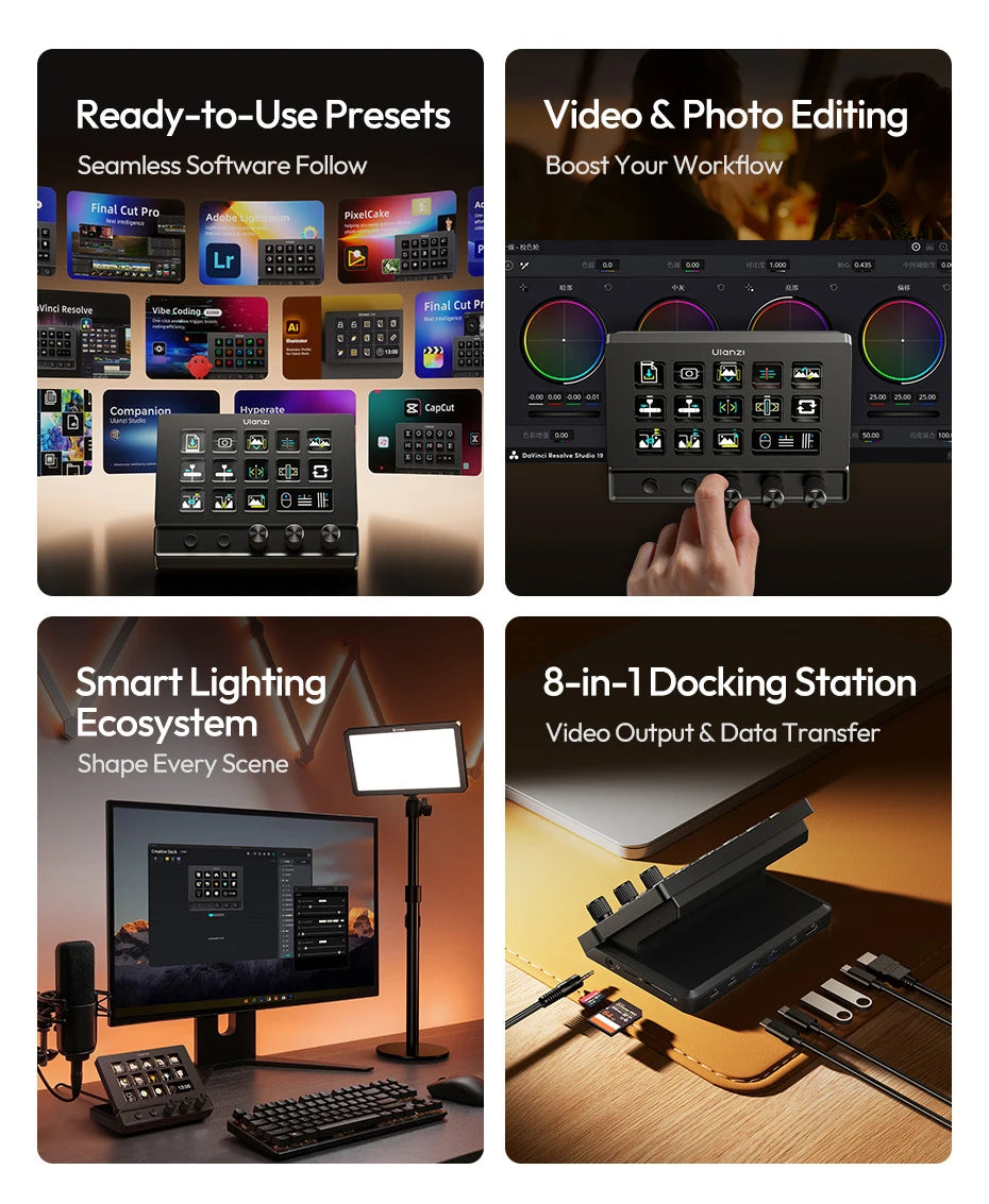 Ulanzi D200X All-in-One Creative Deck Desktop Control Hub for Video Photo Post-Processing Console Ecosystem Smart Lighting
