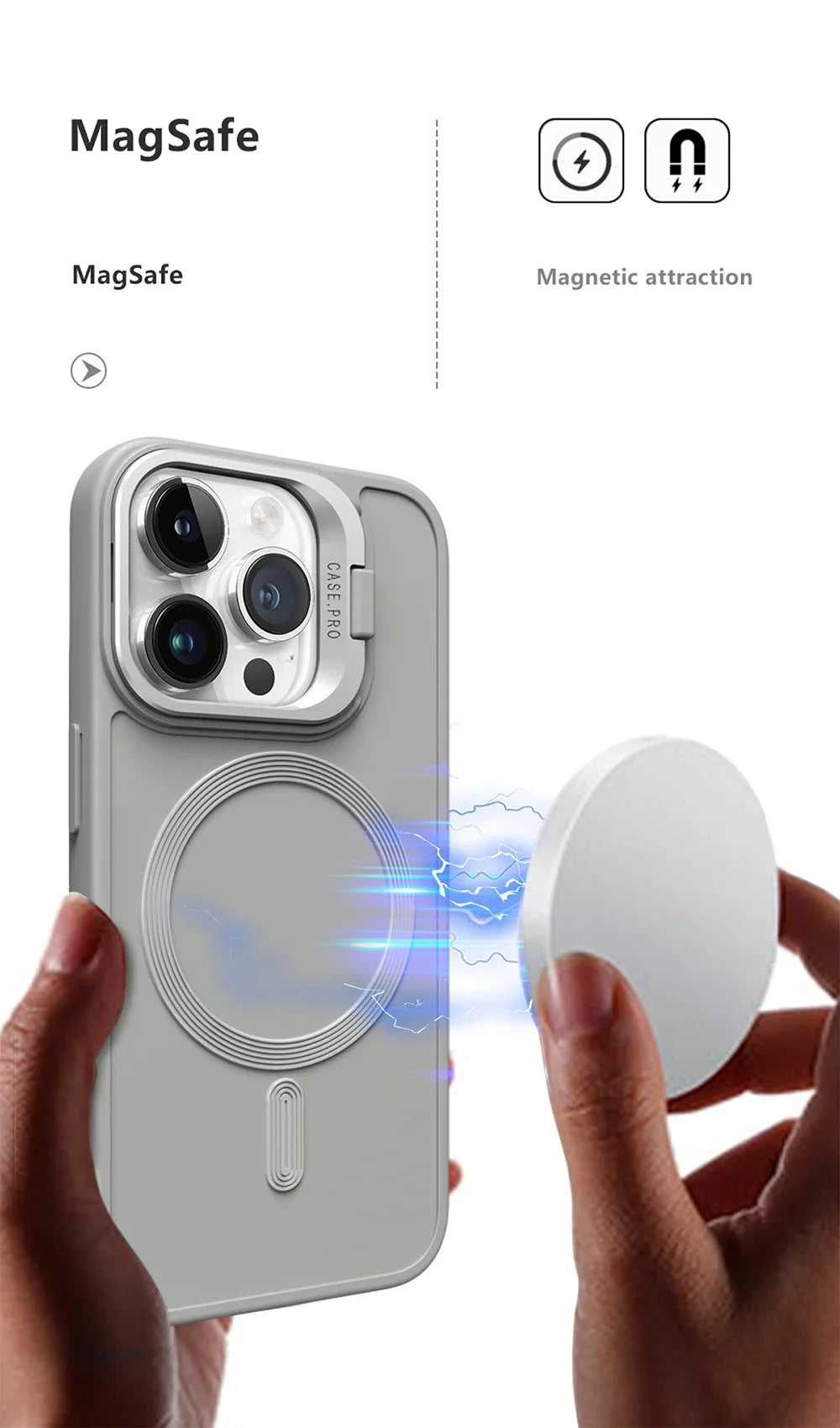 Stand Case for iPhone 16 15 14 13 12 11 Pro Max Cover Magnetic for Magsafe Wireless Charge Shell Camera Holder Soft Matte Fundas