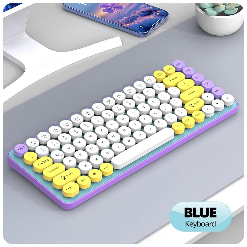 Friwol BT185 Bluetooth Wireless Keyboard Mouse Set Punk Keycap Laptop Desktop Office Mute Keyboard Mechanical Feel
