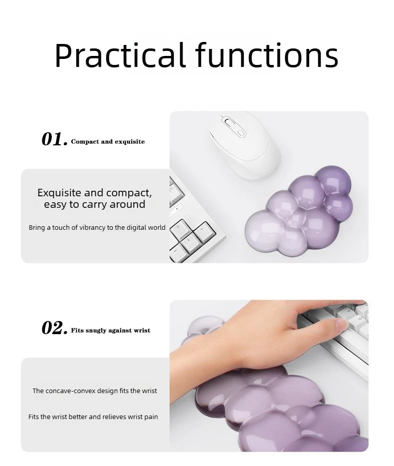 Cloud shaped silicone transparent wristband, mouse pad with wrist rest,non slip keyboard,ergonomic keyboard,mouse pad,wrist rest