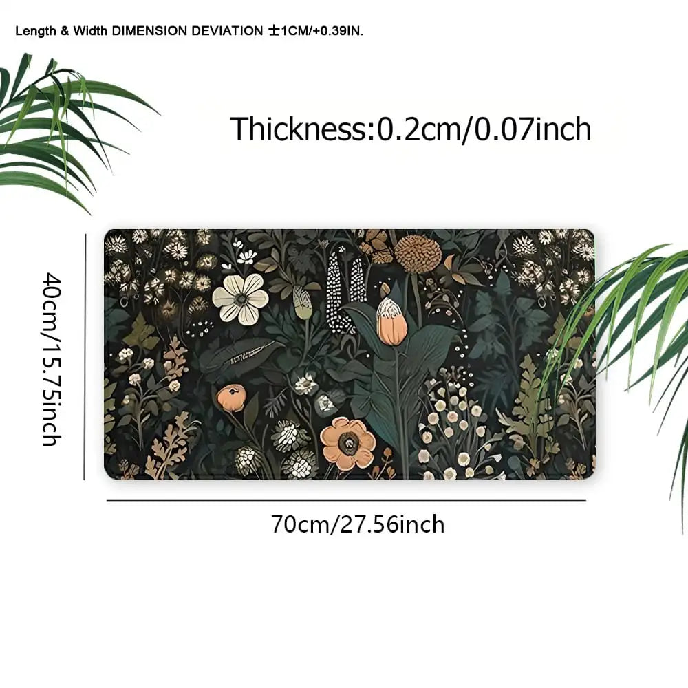 1Pc Gaming Mouse Pad Boho Flowers Large Desk Mat Office Desk Accessories With Stitched Edge Non-Slip Mousepad Rubber Base Desk Pad 35.4x15.7 Inch For Home