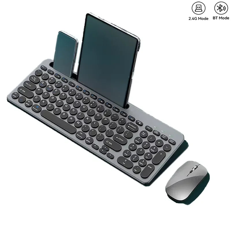 Bluetoot Wireless Keyboard and Mouse Set with Card Slot Tablet Stand Wireless Keyboard for iPad Windows Mac OS