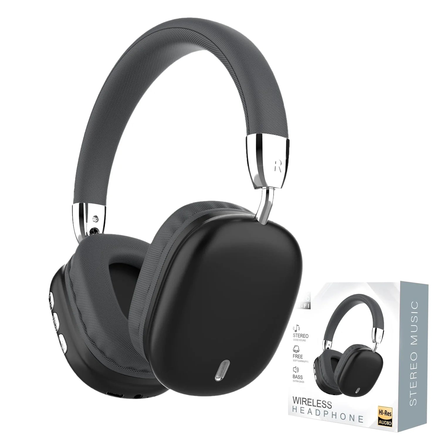B36 Bluetooth 5.3 Hi-Res Audio Noise Cancelling Over-Ear Headphones with Mic, Deep Bass Low Latency Gaming Headset, USB-C Fast Charging