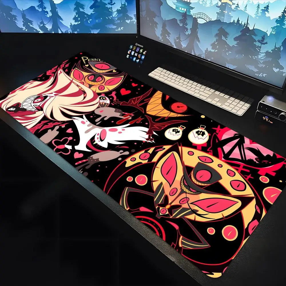 Hazbin Hotels Alastor Mouse Pad large keyboard mouse desk pad non-slip water proof rubber gaming mouse pad laptop carpet 600x300