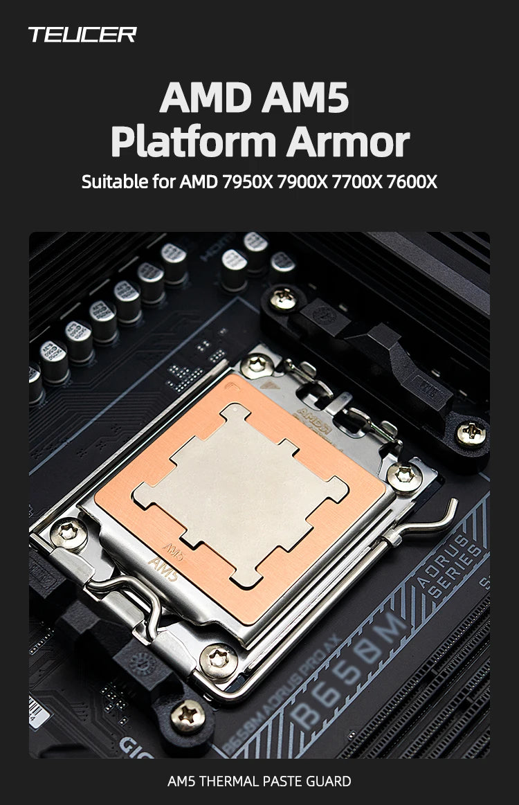 TEUCER AM5 CPU Anti-bending Bracket Bending Corrector Pure Copper Material Adapted to AMD 7950X 7900X 7700X 7600X