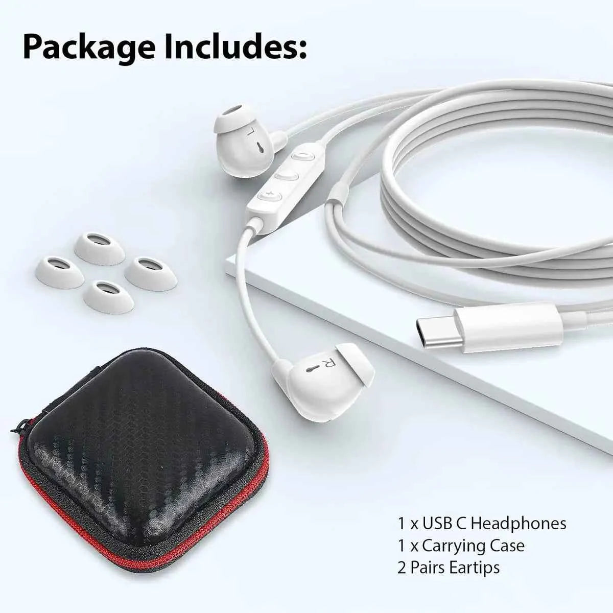 USB C In-Ear Wired Headphones with Mic Volume Control Noise Isolating HiFi Stereo Earphones Earbuds for iPhone 17 16 15 Samsung