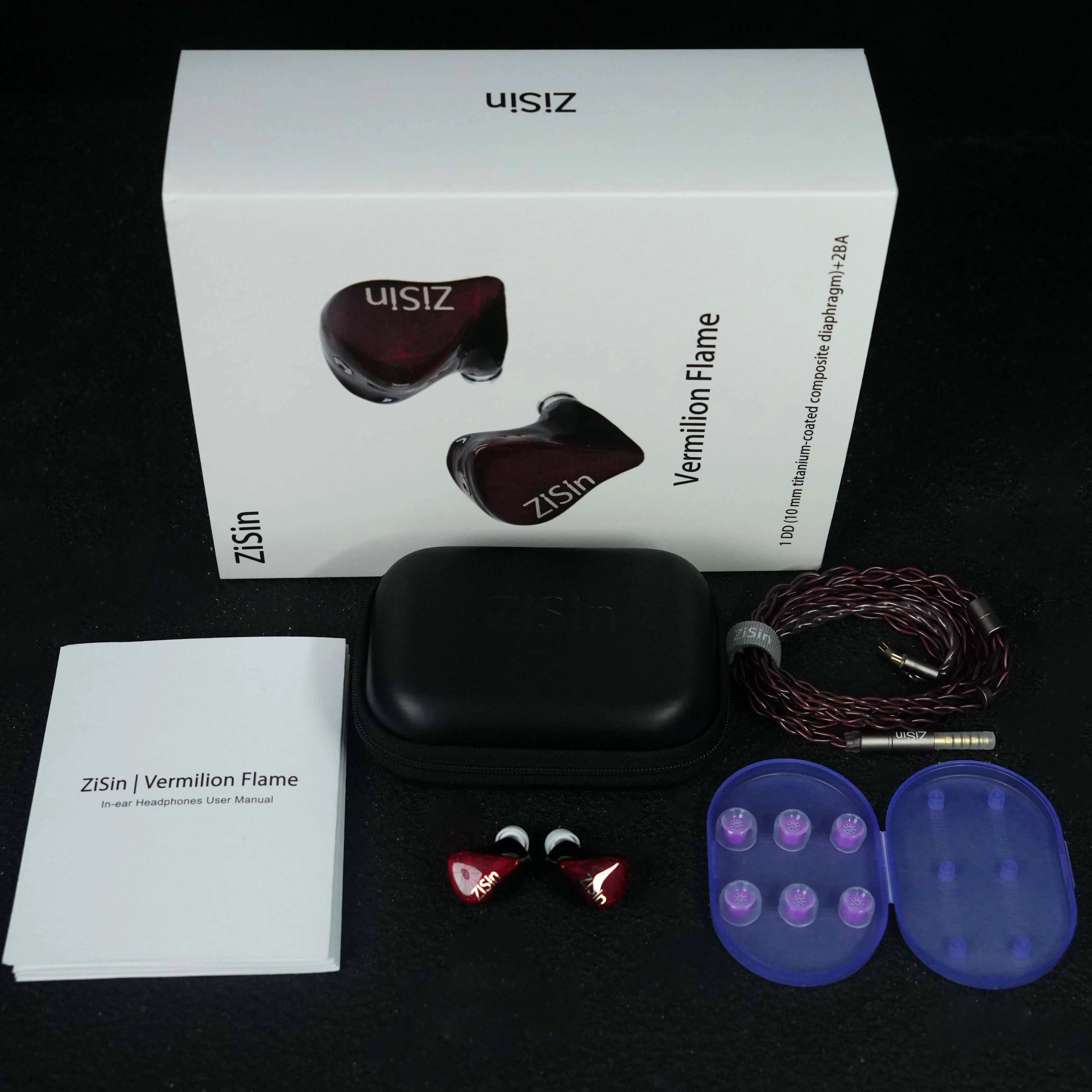 ZiSin Vermilion Flame In Ear Earphones 1DD+2BA Hybrid Drive Noise Reduction IEM 0.78mm/2PIN 4.4mm Monitoring Wired Earphones