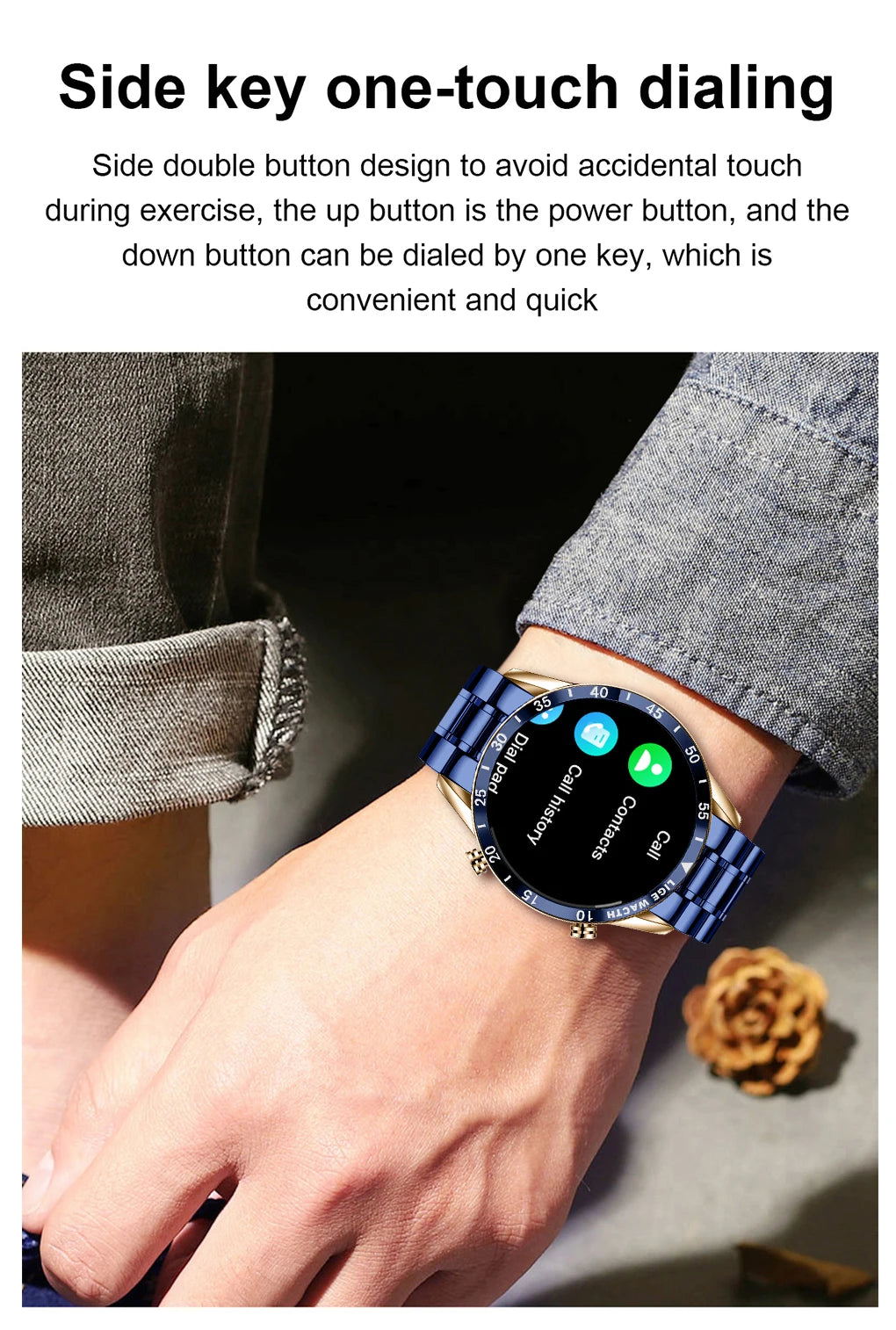 LIGE Men's Fashion Smart Watch Full Touch Bluetooth Call Waterproof Sport Fitness Tracker Luxury Steel Band Smartwatch for Adults
