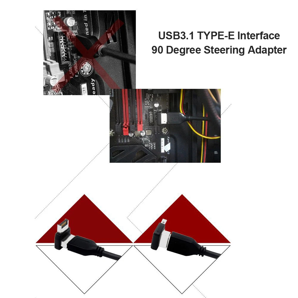 Motherboard USB C 3.1 Front Panel Adapter 90 Degree Angled Type E Male To Female Internal Connector for Asus Desktop Computer