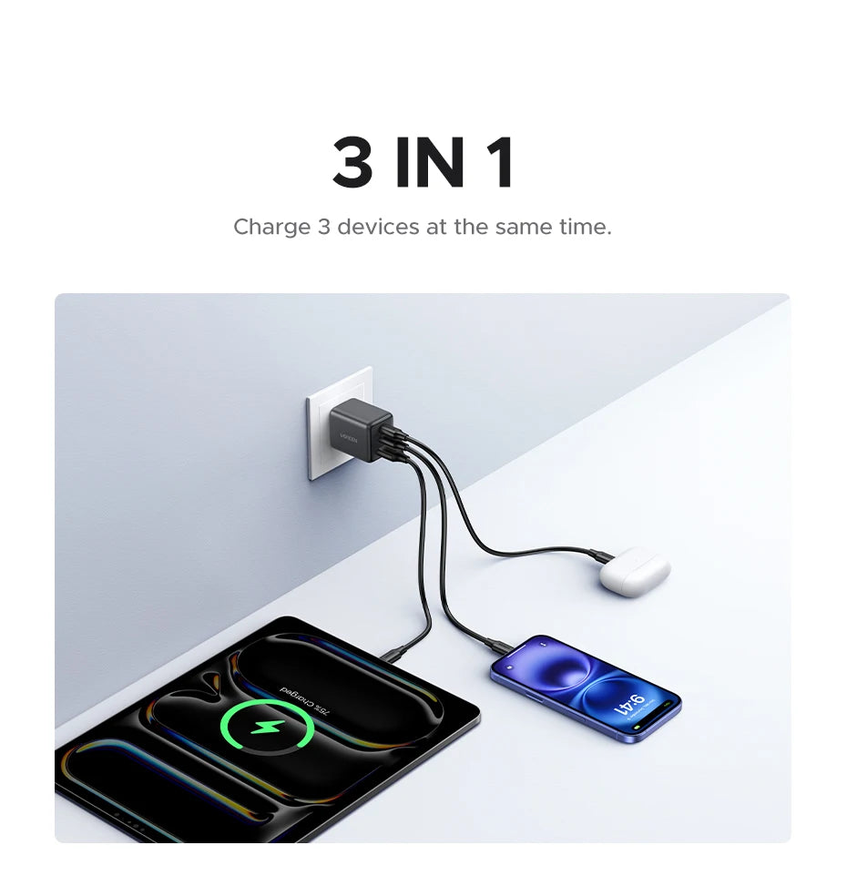 【US Plug】UGREEN 30W GaN Charger Mini PD 3.0 USB C Phone Charger For iPhone 17 16 15 Pro Max Samsung S25 Xiaomi Tablet iPad Air