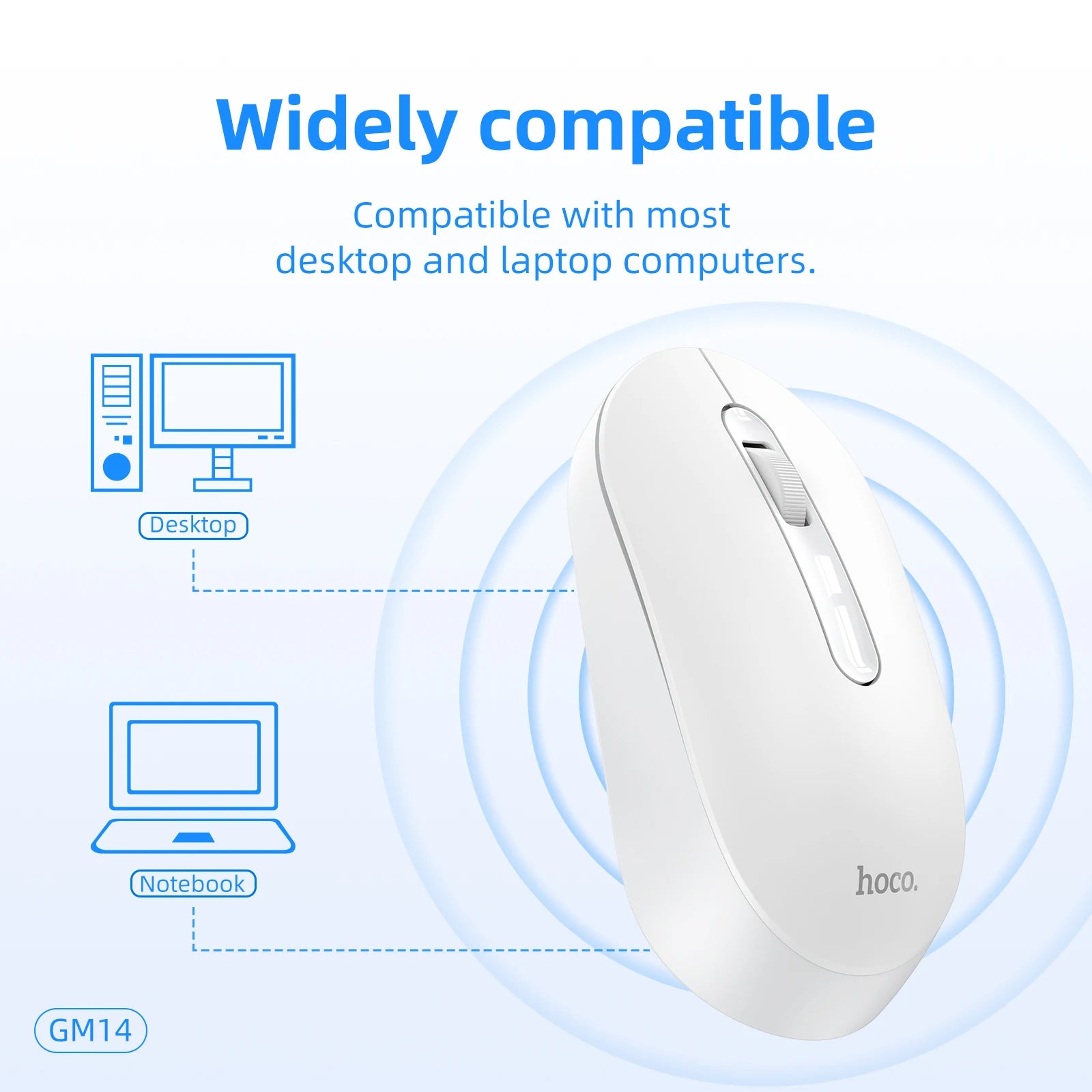 Hoco Portable Wireless Mouse 1200 DPI Silent Mouse For PC Computer/Laptop 2.4GHz Noiseless USB Wireless ABS Mice For Home Office
