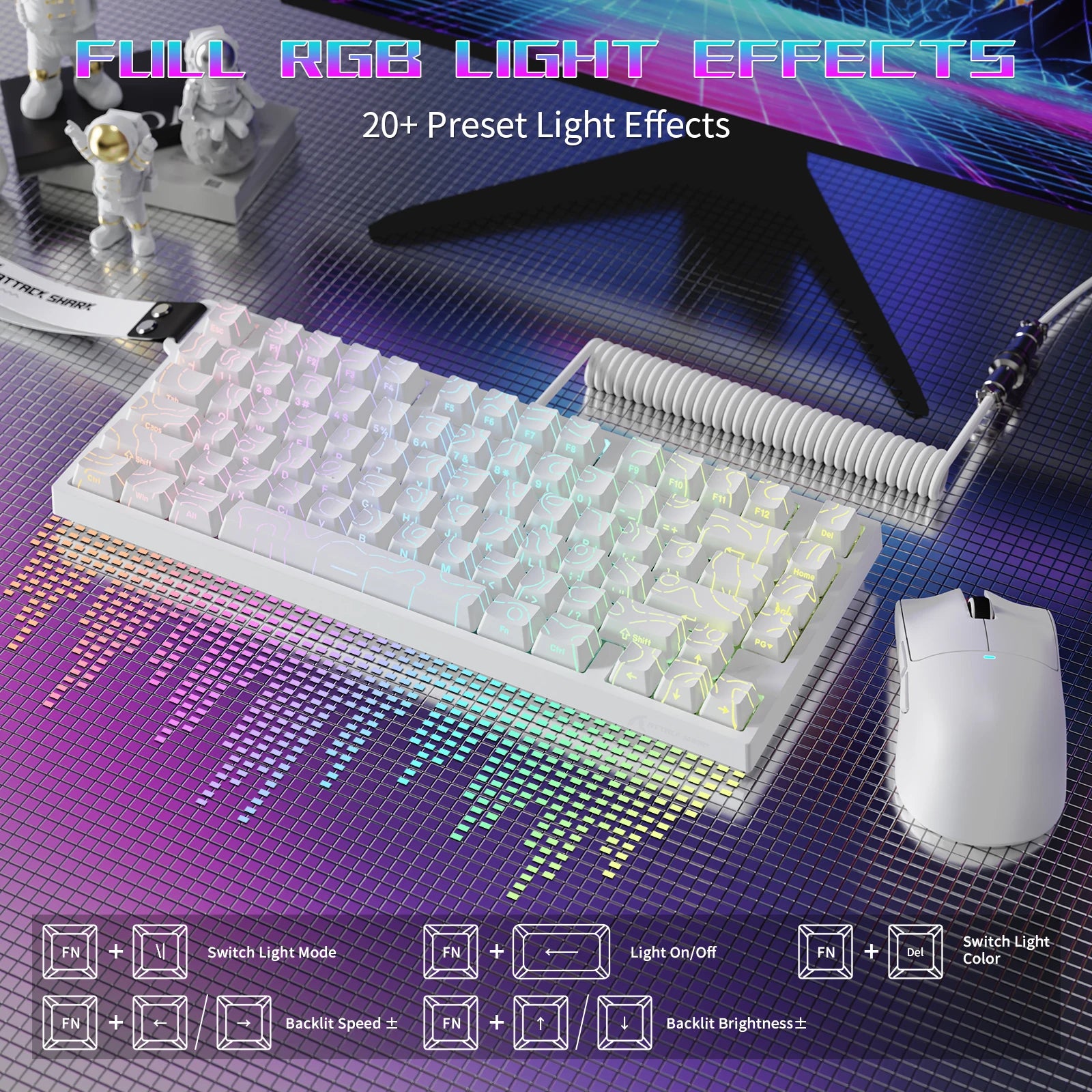 ATTACK SHARK R82 HE Wired 75% Gaming Keyboard, Magnetic Switch, 8000Hz Polling Rate, Ultra-Precision 0.005mm RT Tech, RGB Backli