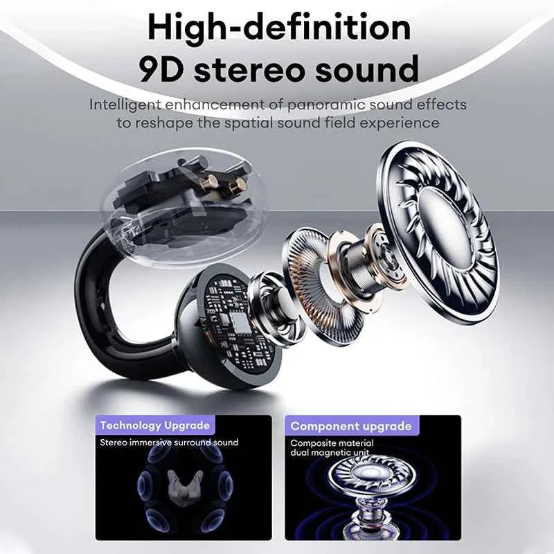 Lenovo LE302 OWS Ear Clip Earphones Wireless Bluetooth 6.0 Headset HD Call Touch Control Earbuds Low latency Gaming Headphones