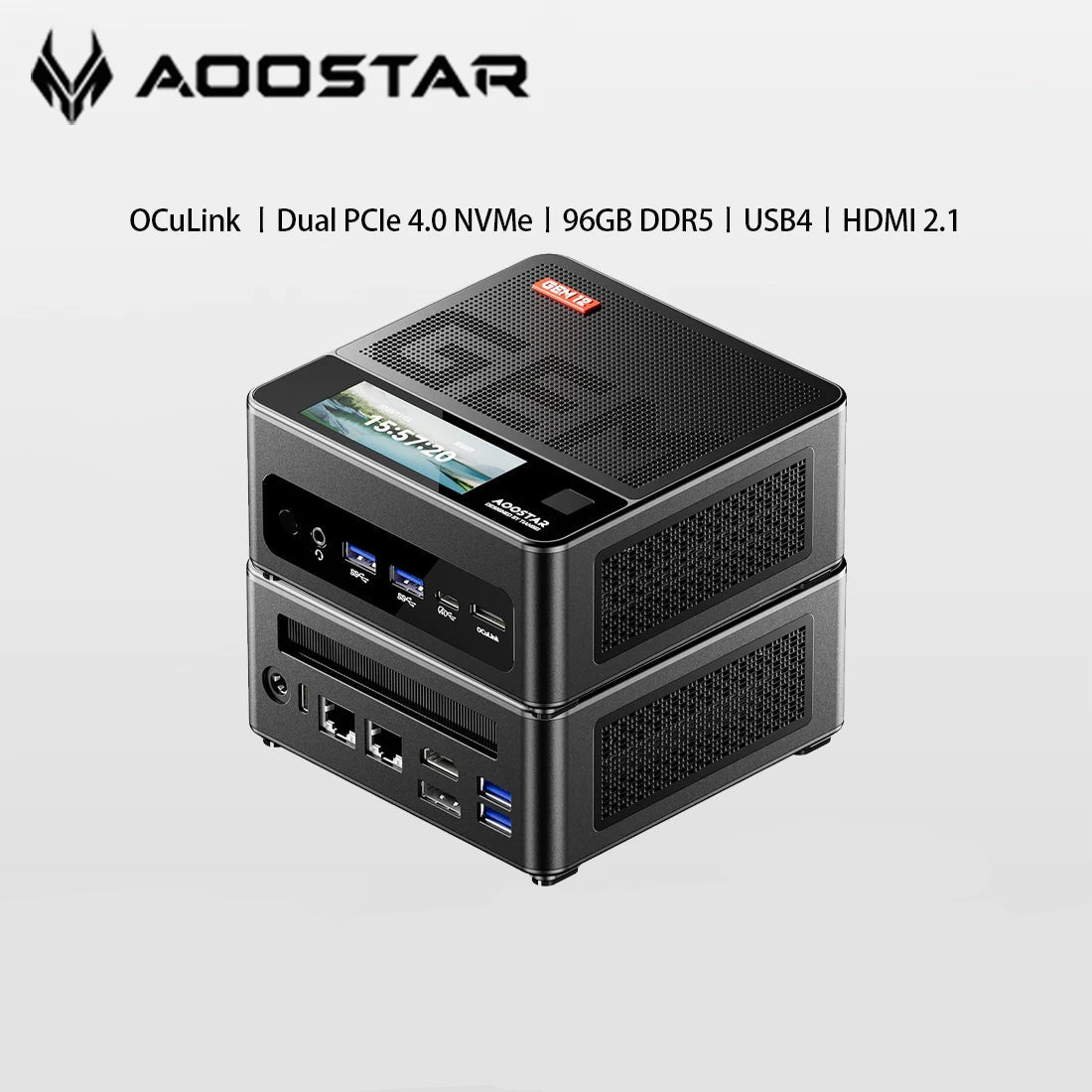 AOOSTAR GEM12 Mini PC Ryzen 7 PRO 8845HS 8C/16T Radeon 780M Dual NVMe OCuLink 70W USB4 for Desktop Gaming Mini PC Computer - WinSupport Tech