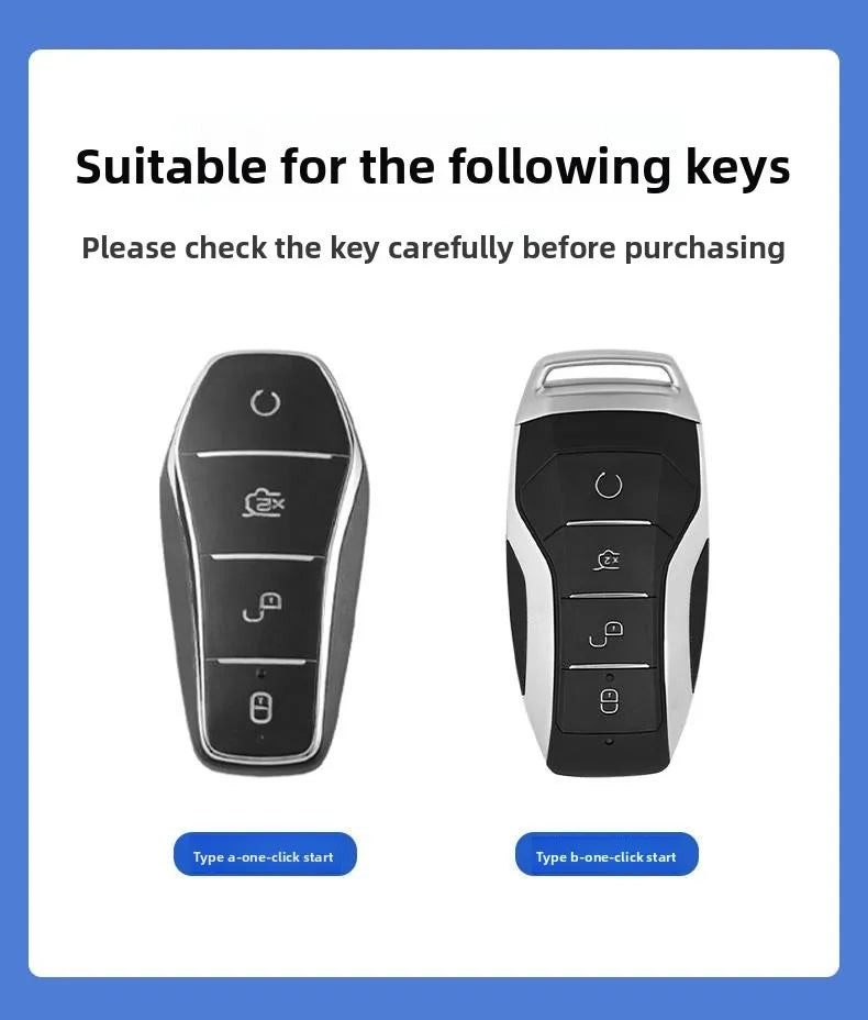 Zinc Alloy New Leather Car Key Case Cover Shell Fob For BYD Song Plus Atto 3 Han EV DM Qin Seal Dolphin Protective Auto Keychain