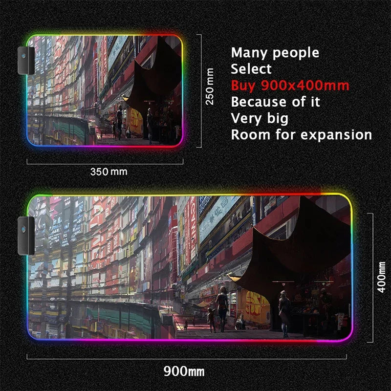 RGB Led Backlight Mouse Pad Cool Cyberpunk Gaming Accessories Carpets Large Mause Pad Gamer XL Neon Desk Mat Rug Mouse Mat