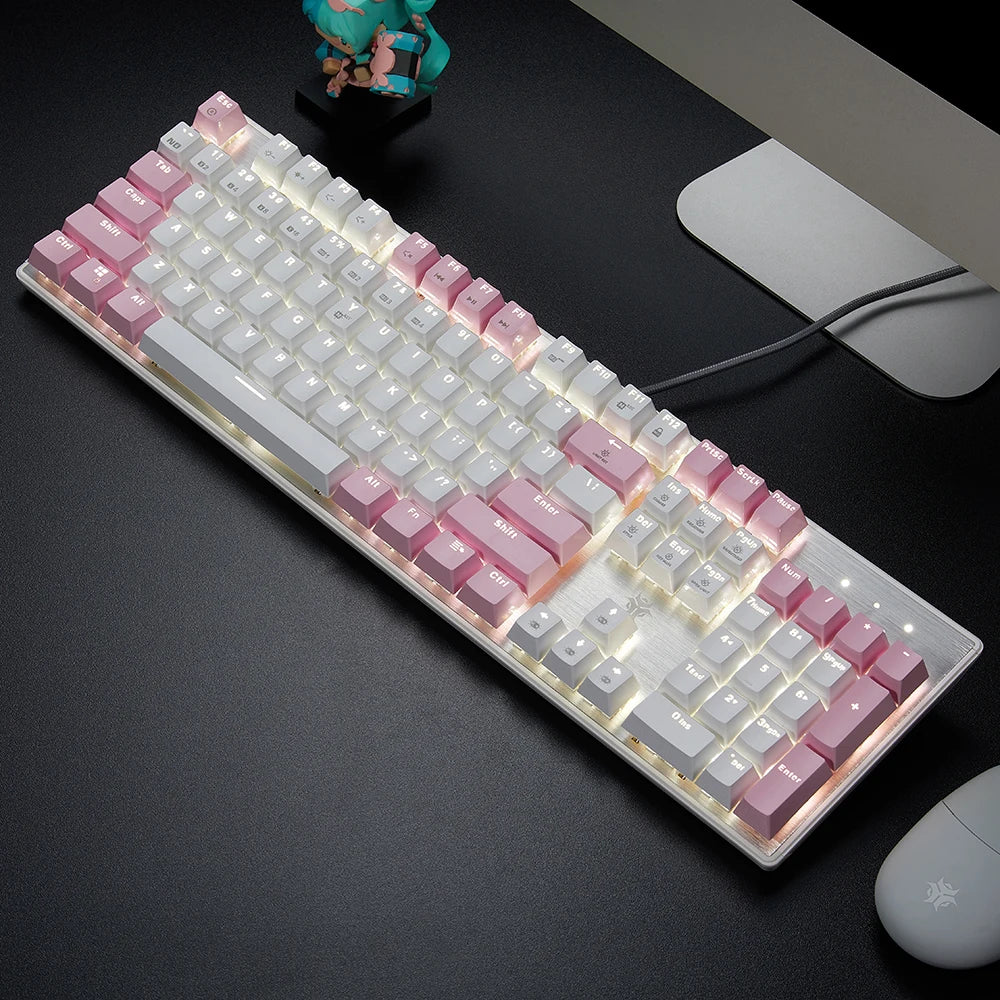 HEXGEARS GK715S Mechanical Keyboard 104key PBT Keycaps Kailh Red Switch Hot Swap White Backlight Gaming Keyboard And Job Typing