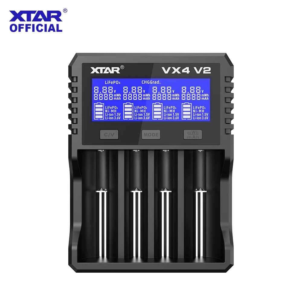 XTAR VX4 V2 18650 Battery Charger AA/AAA Li-ion LiFePO4 Ni-MH Rechargeable Battery 20W Fast Charger Battery Capacity Tester