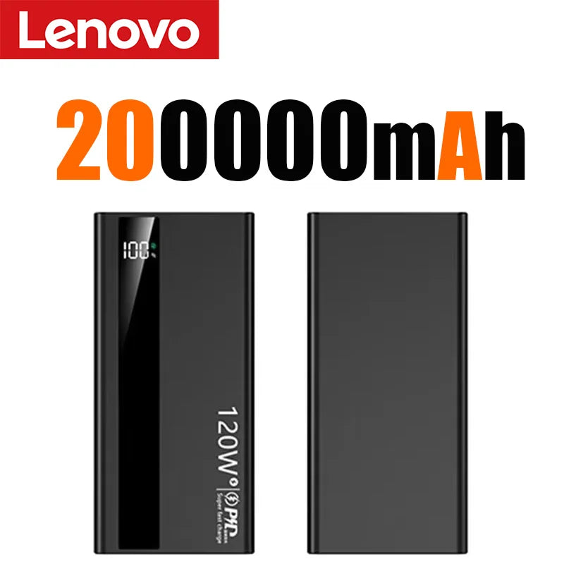 Lenovo 120W 500000mAh Capacity Power Bank Portable Super Fast Charging LED Digital Display External Battery for iPhone Samsung
