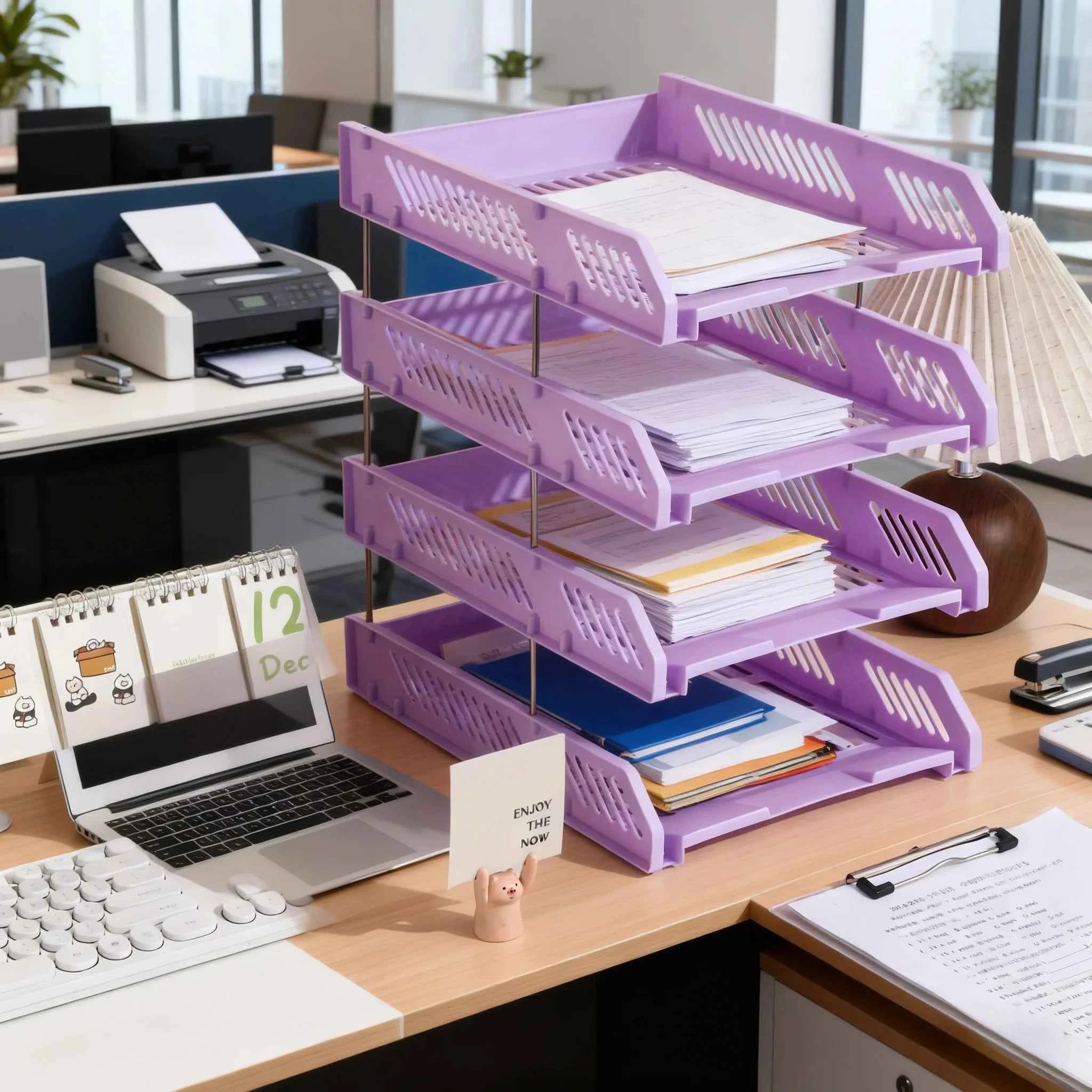 Four-Layer File Tray with Hollow File Compartments, Detachable Storage Rack, File Frame for Organizing Documents, Multi-Layer and Thickened