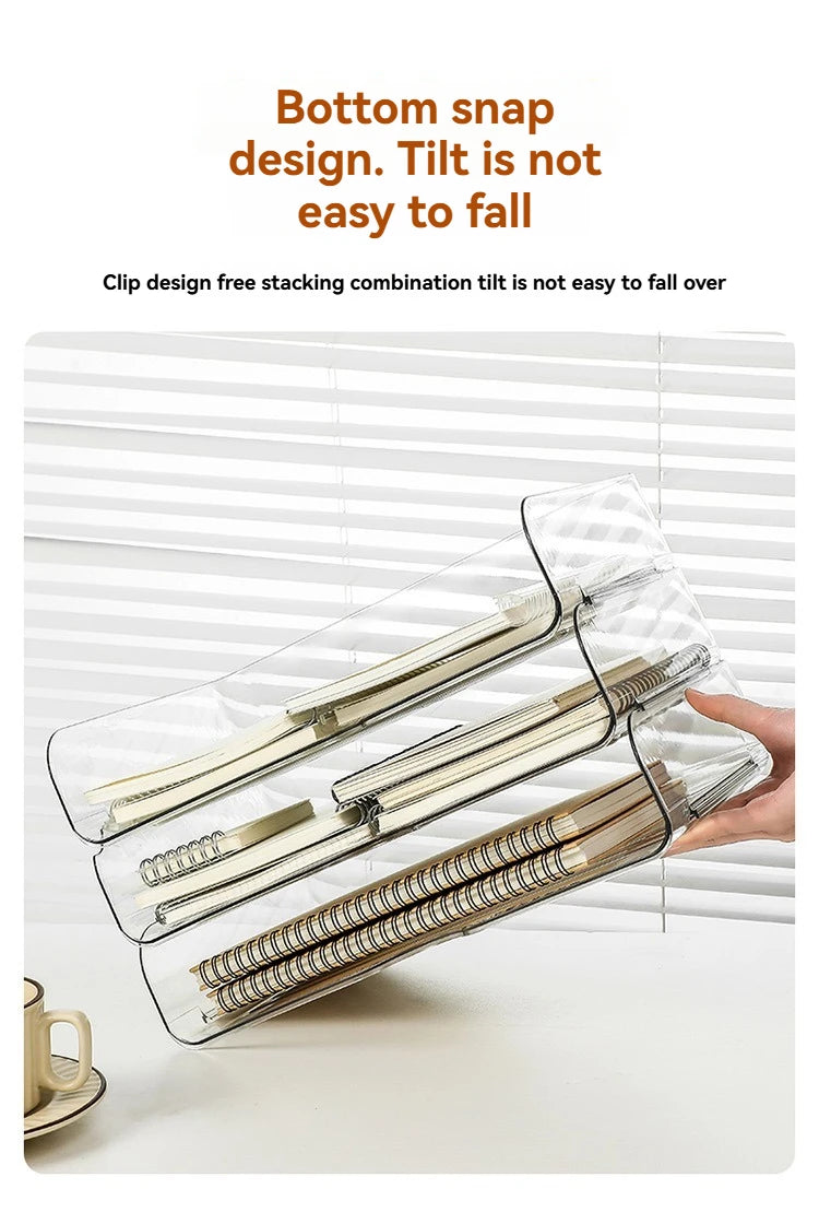 Transparent document storage rack, desktop storage rack, office book table storage box, organizer box