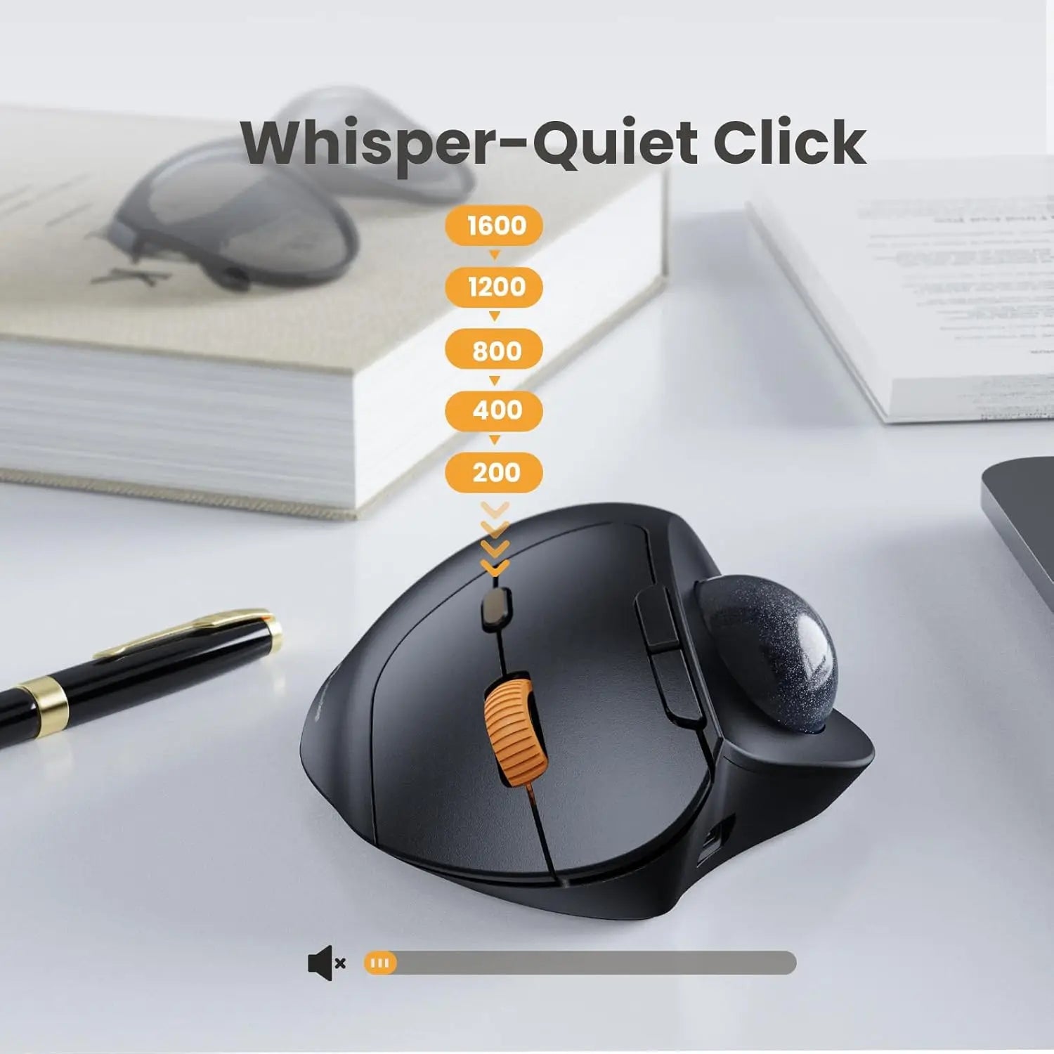 ProtoArc Wireless Trackball Mouse, EM04 Ergonomic Bluetooth Rollerball Rechargeable Computer Laptop Thumb Control Mouse