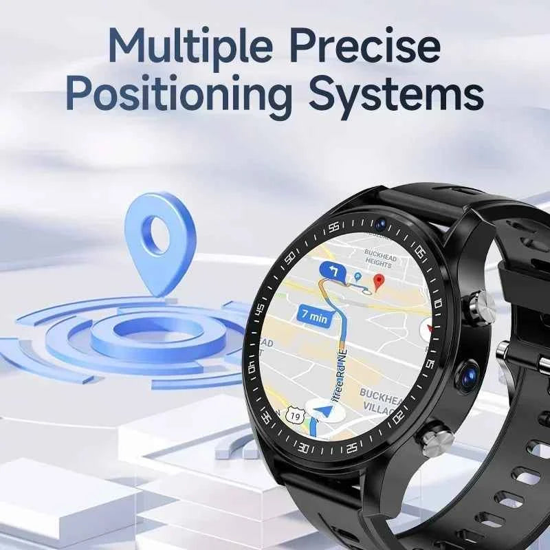 SIM Dual camera Smartwatch A7128G 4G smartwatch Video Call Trail tracker with Wifi GPS waterproof Google Play Store for men