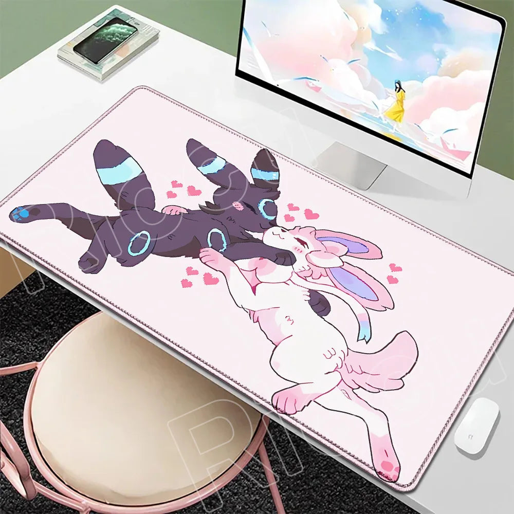 P-Pokemons Sylveon Eevee Mousepad Mouse Pad Large Gamer XXL Pc Keyboard Desk Mouse Mat Carpet Rubber Tapis Souris Gaming Notbook