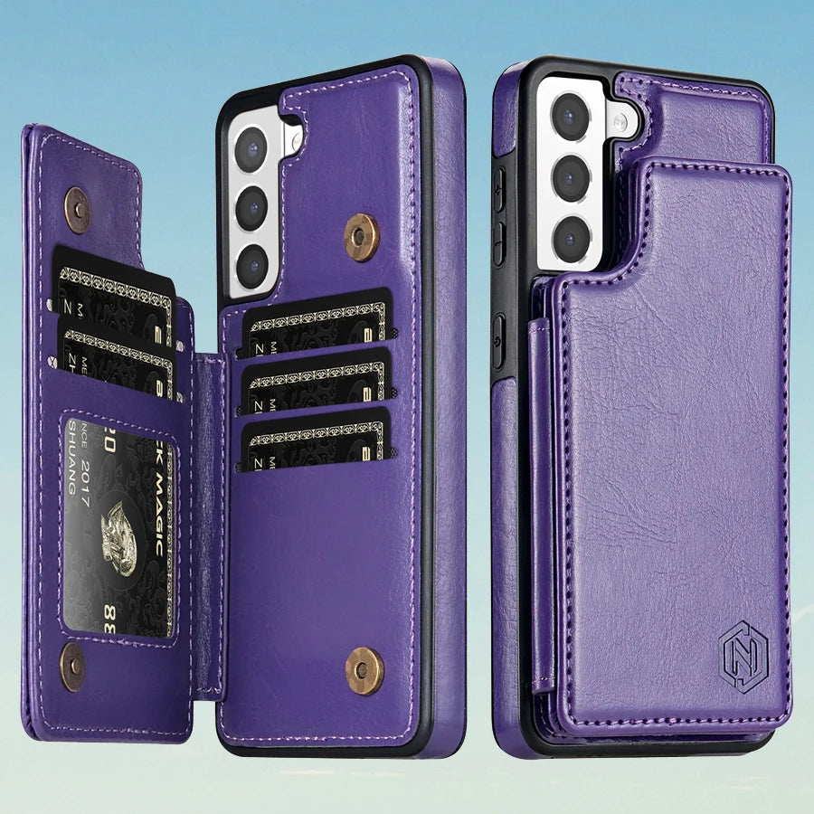 Wallet RFID Blocking Layer Protect Anti-Theft Magnetic Leather Case For Samsung Galaxy S26 Ultra S26 Plus S26 Cover