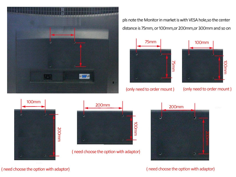 NB F150 Aluminum Gas Spring 3-12kg 100x100 75x75 17'-35' TV Monitor Wall Mount Screen Air Press Wall Bracket Holder Tilt Swivel