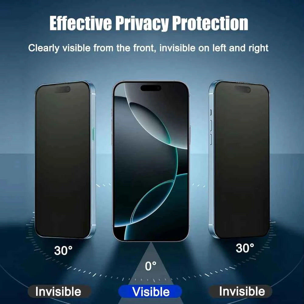 NNBILI 3pcs Full Cover Matte Privacy Screen Protector For iPhone 17 16 15 14 13 12 11 Pro Max Plus Mini X XS Anti-Peeping Glass