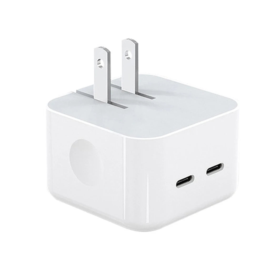 35W Dual USB C Port Fast Charger Foldable Type C Fast Wall Charger UK US Plug For iPhone 17 16 15 Pro Max 13 iPad Power Adapter