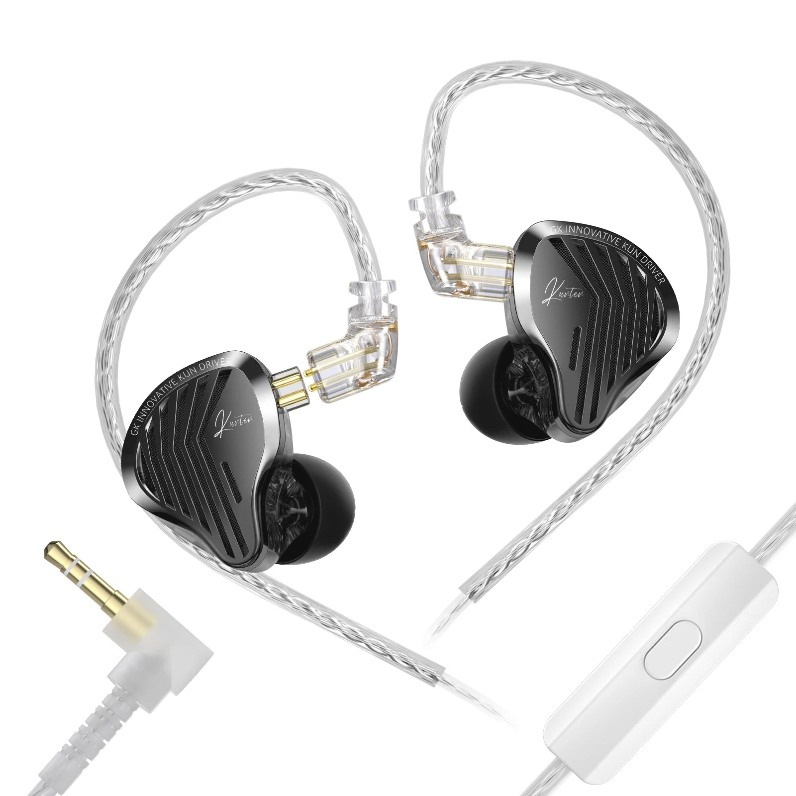 GK KUNTEN Dynamic Drive Headphones HIFI Heavy Bass Earbuds Sports Metal Headphones Detachable Headphones 2PIN KZ Zenith EDX