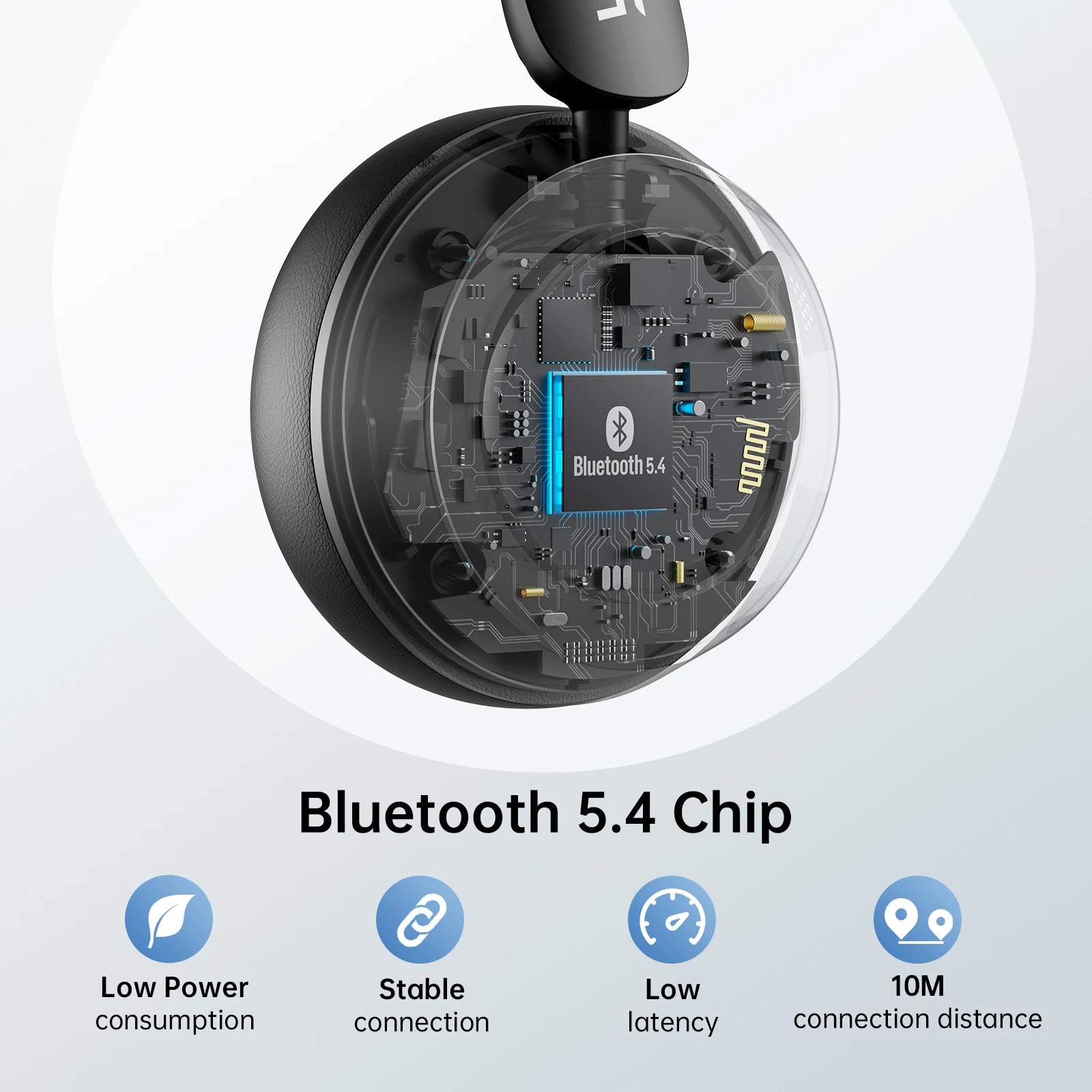 EKSA H35 Bluetooth 5.4 Headset for Office, Ultra-light Foldable Wireless Headphones with ENC Noise Cancelling Microphone