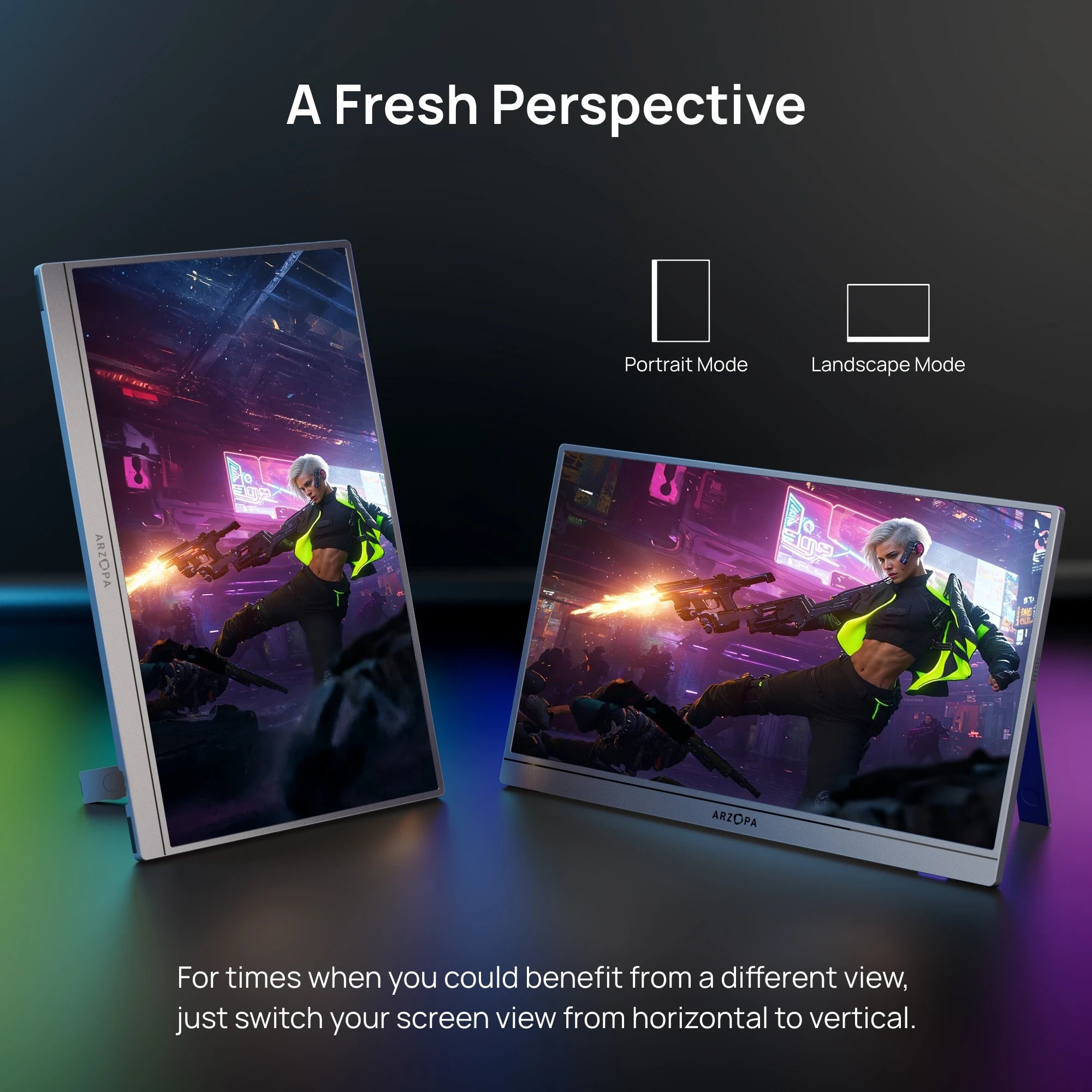 ARZOPA 16.1inch 2.5K 180Hz 100%sRGB Portable Gaming Monitor HDR10 External Second Display Screen Z3FC Grey with Bag
