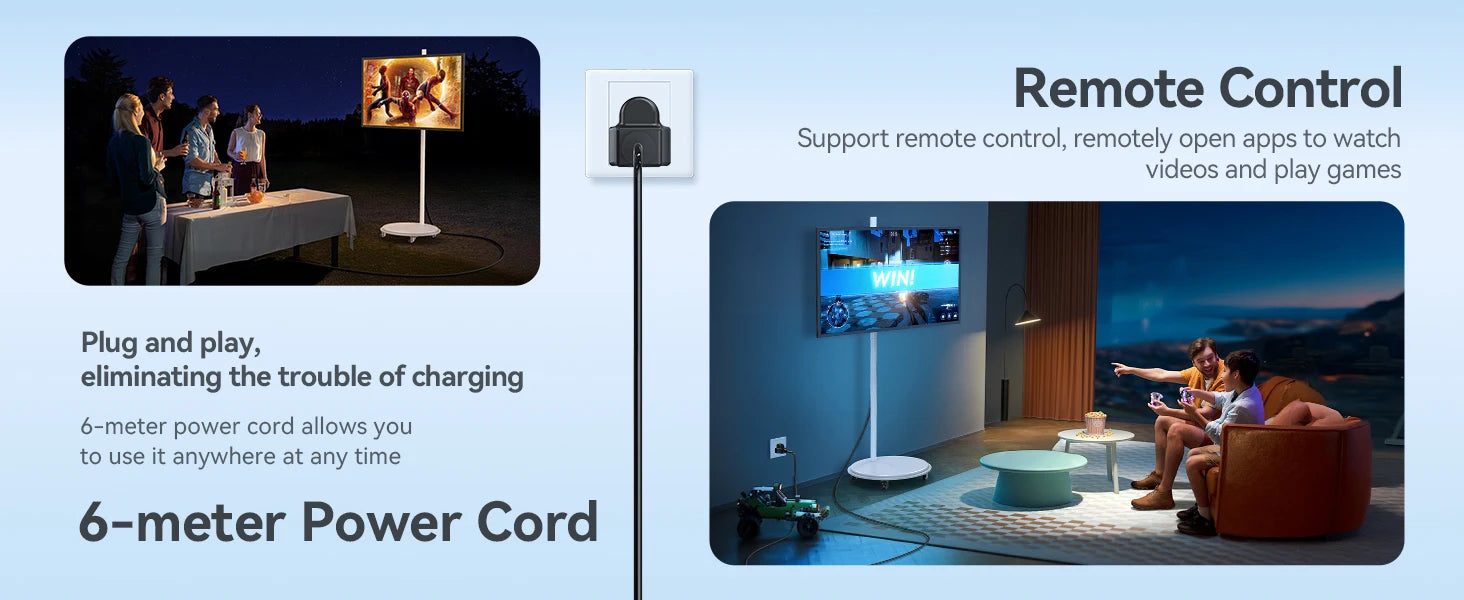 MWE 32 inch portable smart monitor on wheels, 2K smart touch screen with Android OS, 8H video playback time