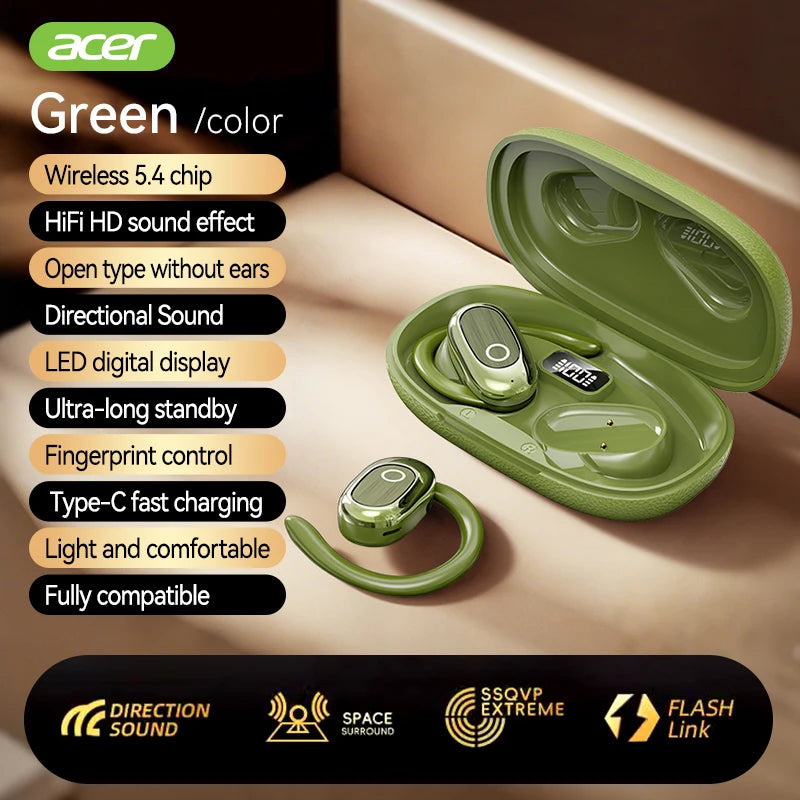 [Official Acer Product] Ohr553 Wireless Bluetooth Earphones with Earhook Design, Ows Design, Hd Calls, Comfortable Wear, Suitable for Sports and Running, Compatible with Mobile Phones, Tablets, and Laptops