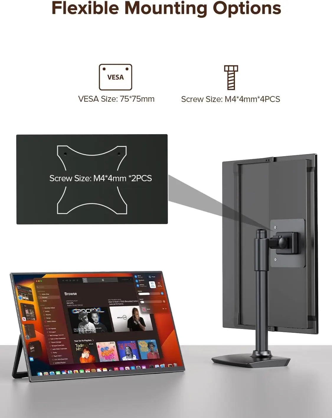 16-Inch Portable Touch Monitor, 1200P HDR 16:10, Non-Touch Optional, External Second Screen for Xbox, PS4/5, Switch, Phone, PC,