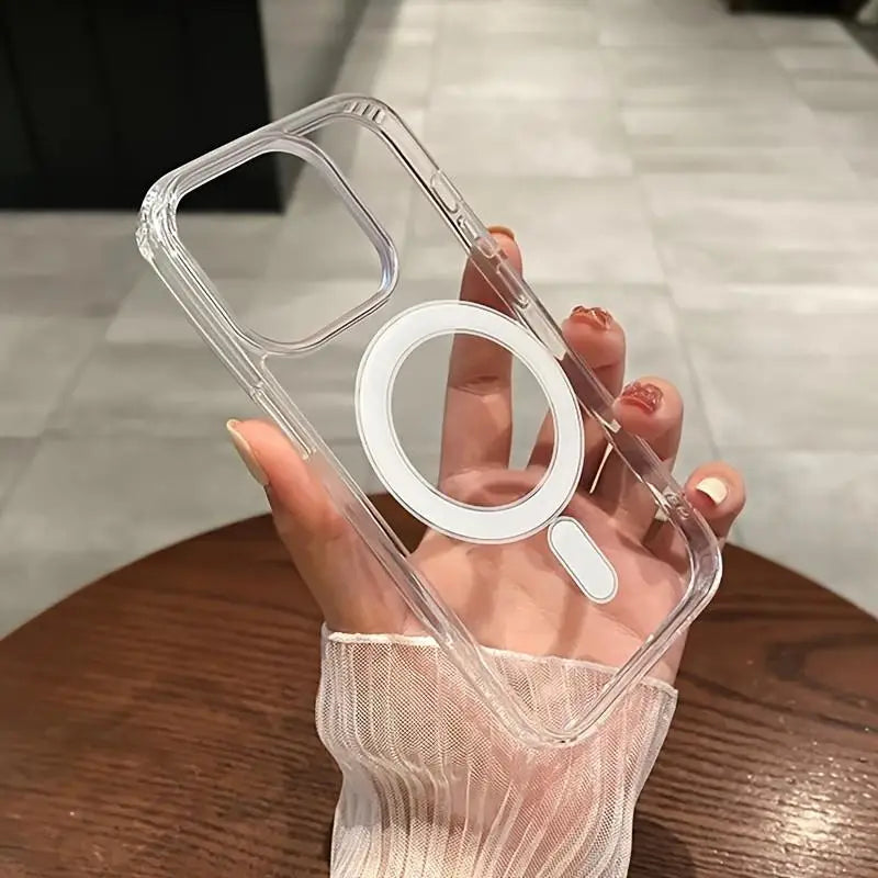 Transparent Magnetic Phone Case Supports Wireless Charging Classic and Stylish - for iPhone 17/16/15/14/13/12/11 Pro Max